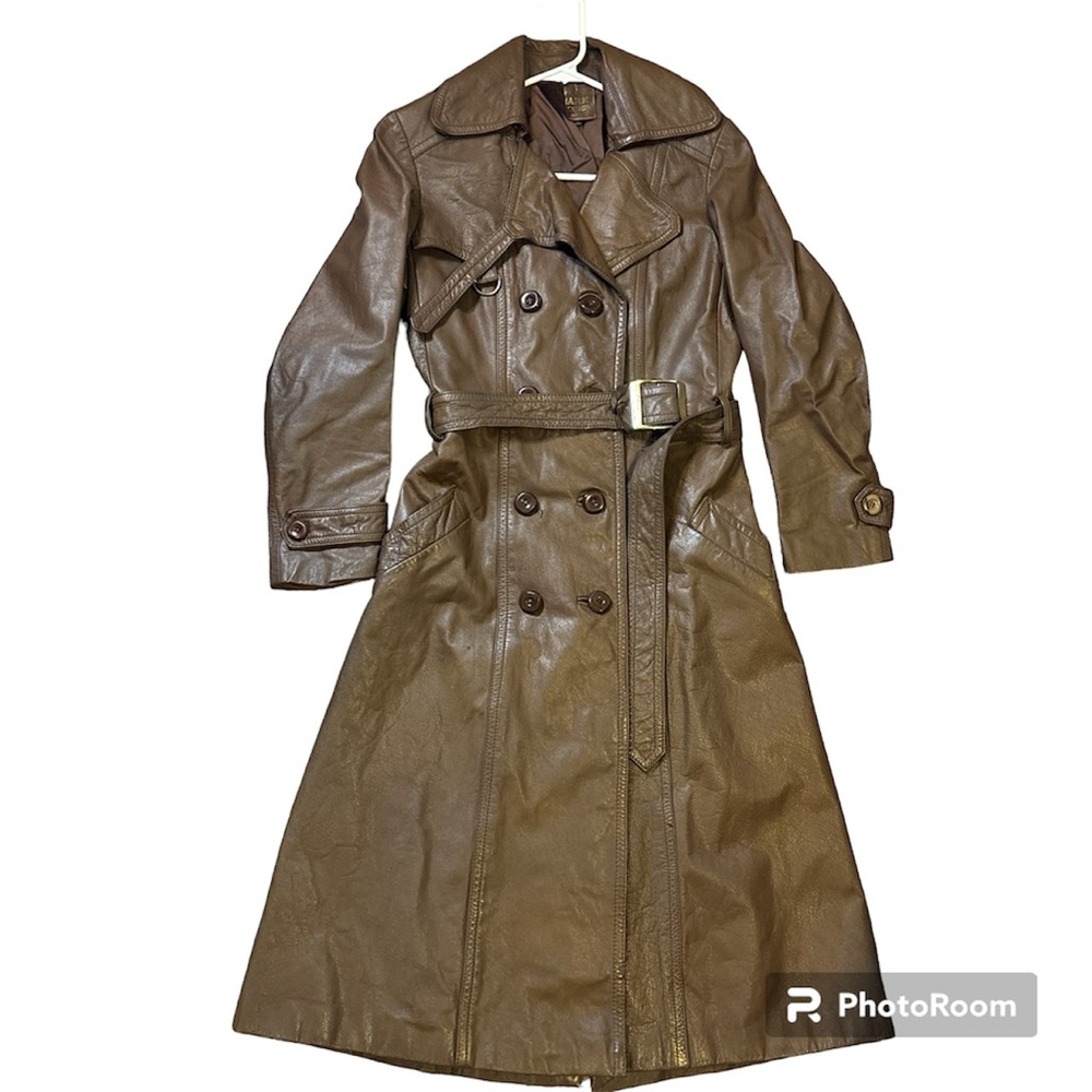 70s leather trench style coat